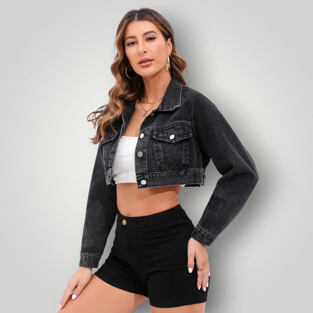 Veste en jean courte noire