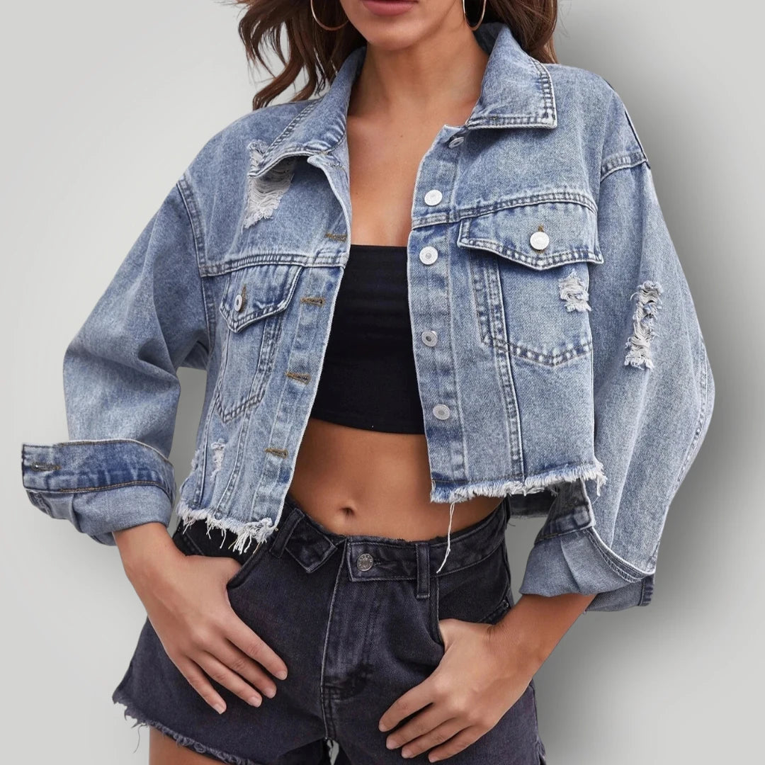 Veste en jean femme oversize courte