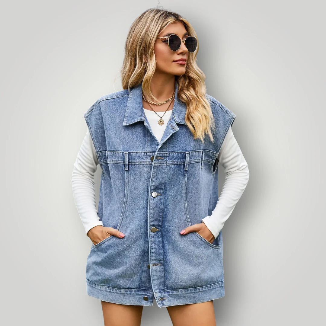 Veste en jean longue sans manche