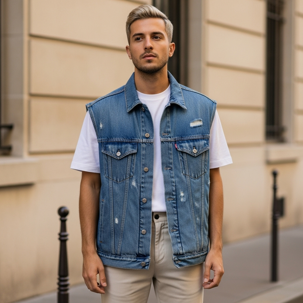 Veste en jean homme oversize Image
