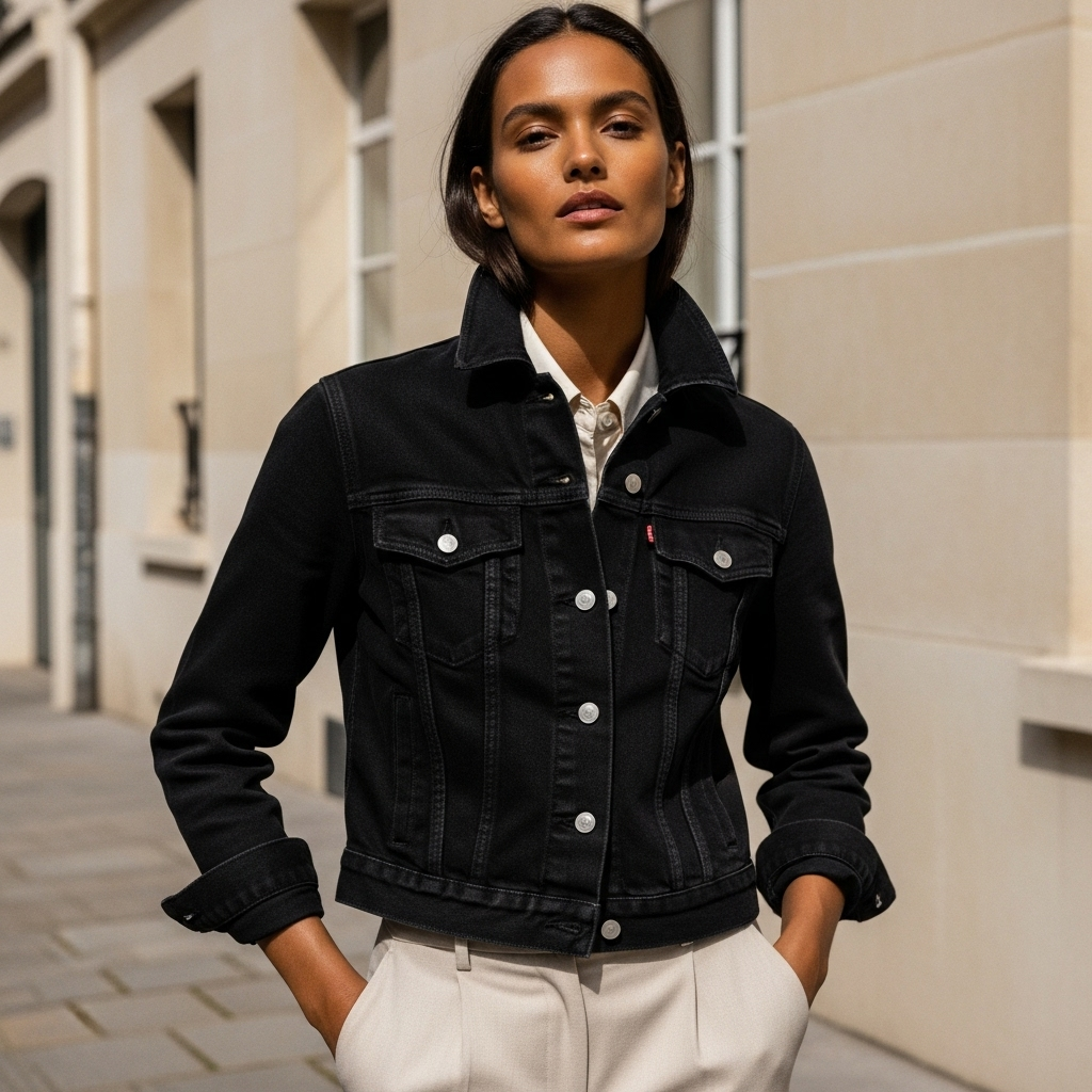 Veste en jean noir femme Image