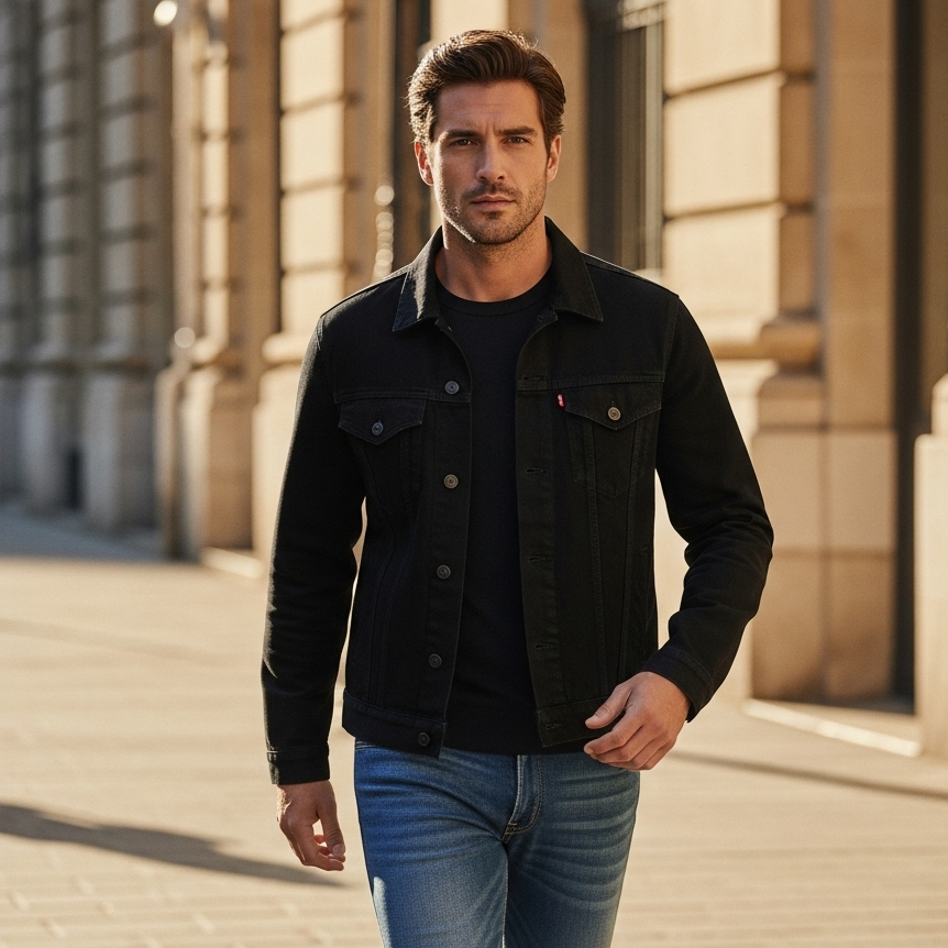 Veste en jean noir homme Image