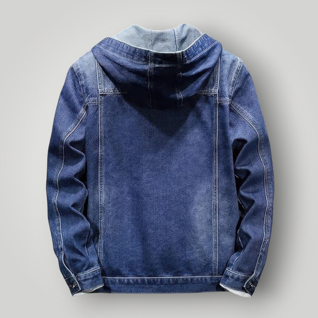 Veste en jean à capuche homme bleu foncé
