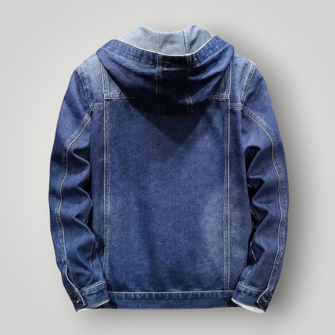 Veste en jean à capuche homme bleu foncé
