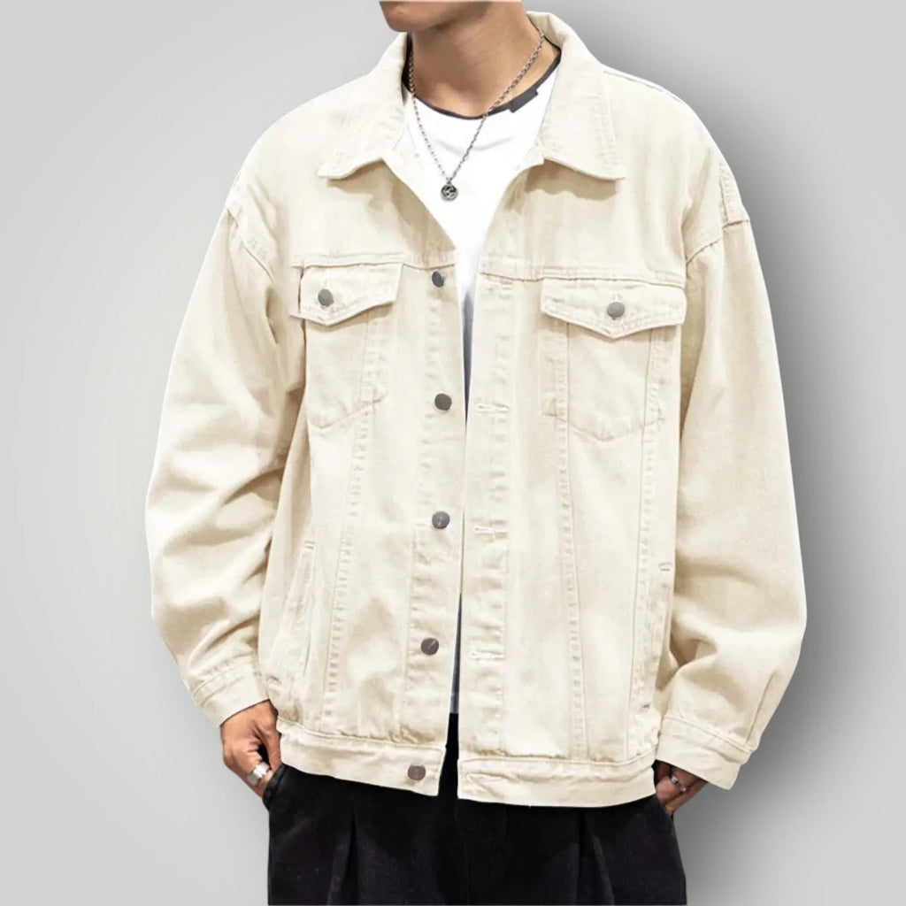 Veste en jean crème homme