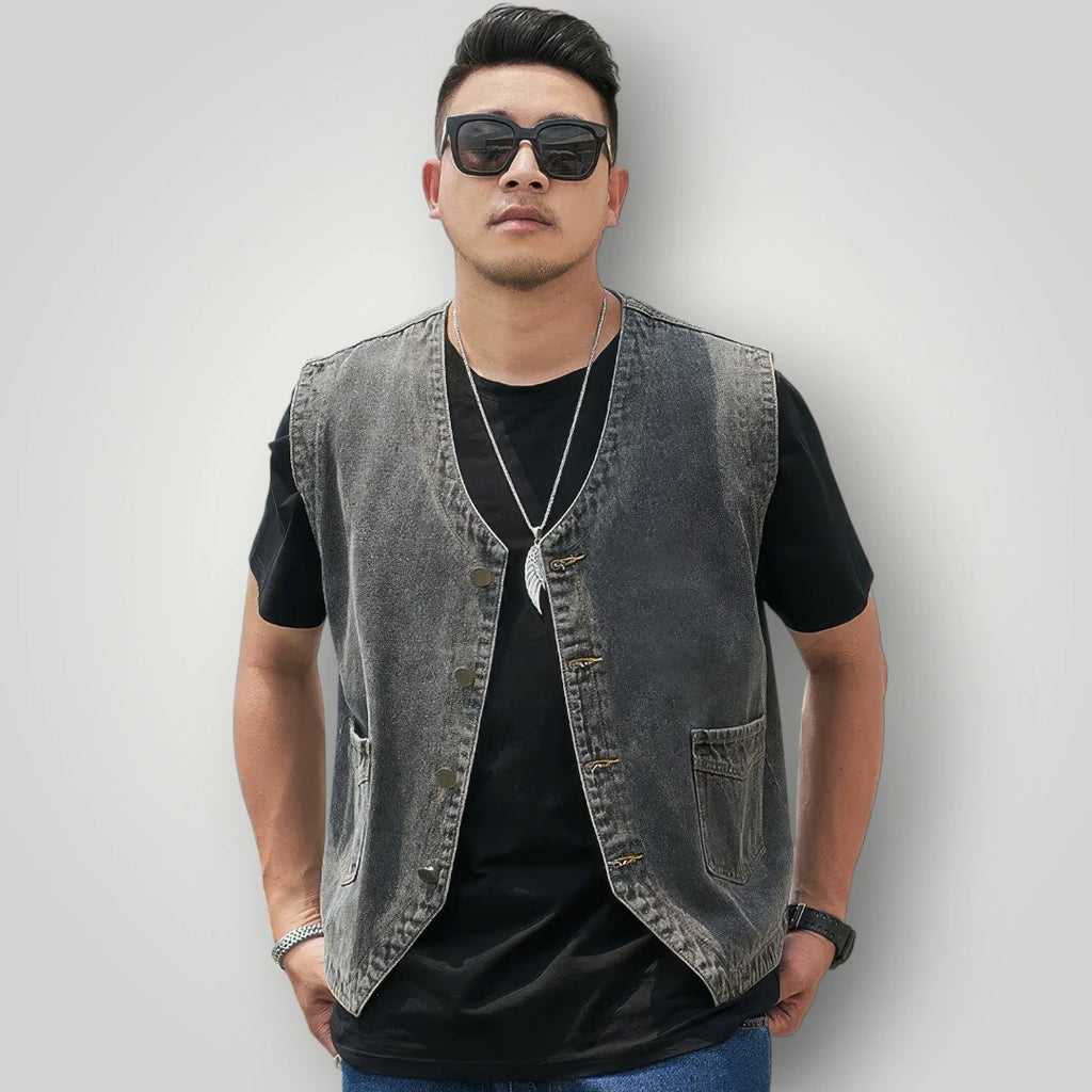 Veste en jean sans col homme