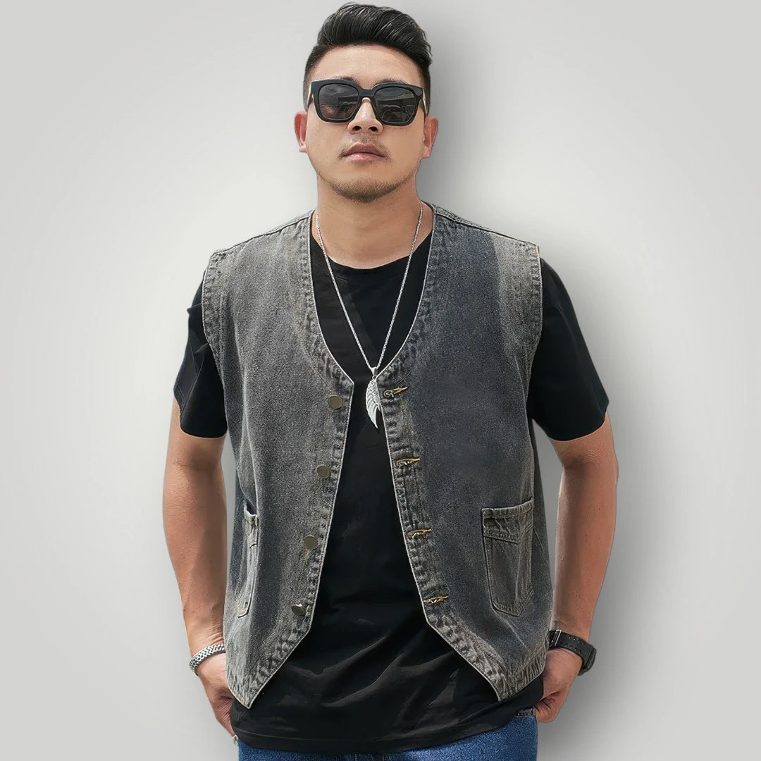 Veste en jean sans col homme