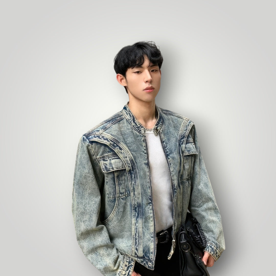 Veste en jean zippé homme