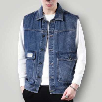 Veste en jean sans manche homme grande taille