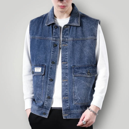 Veste en jean sans manche homme grande taille
