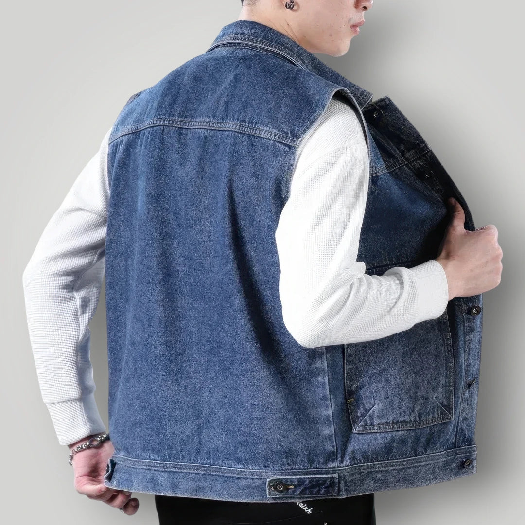 Veste en jean sans manche homme grande taille