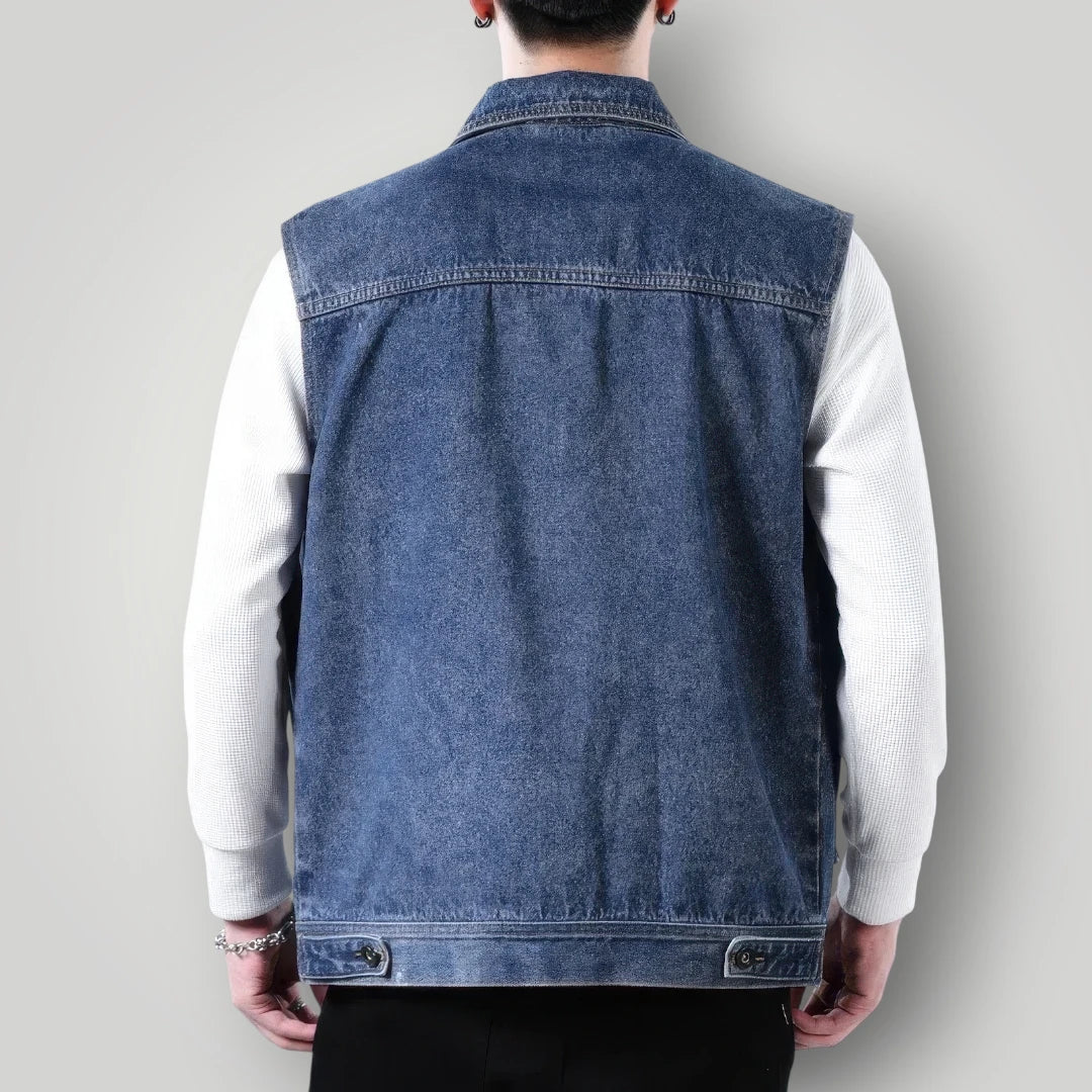 Veste en jean sans manche homme grande taille