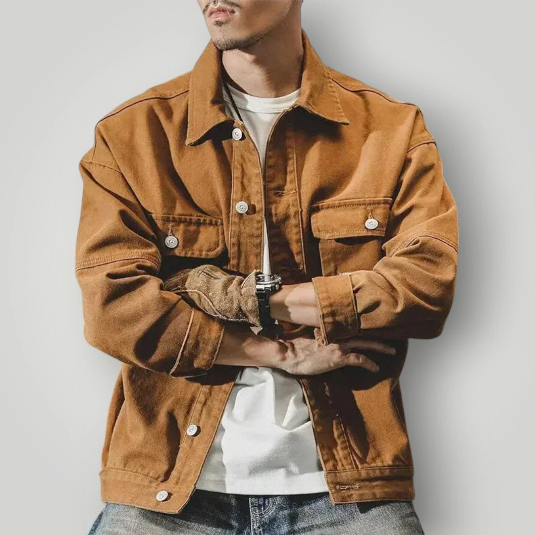 Veste en jean homme marron