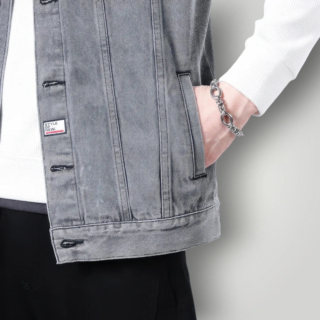 Veste grise sans manche en jean homme