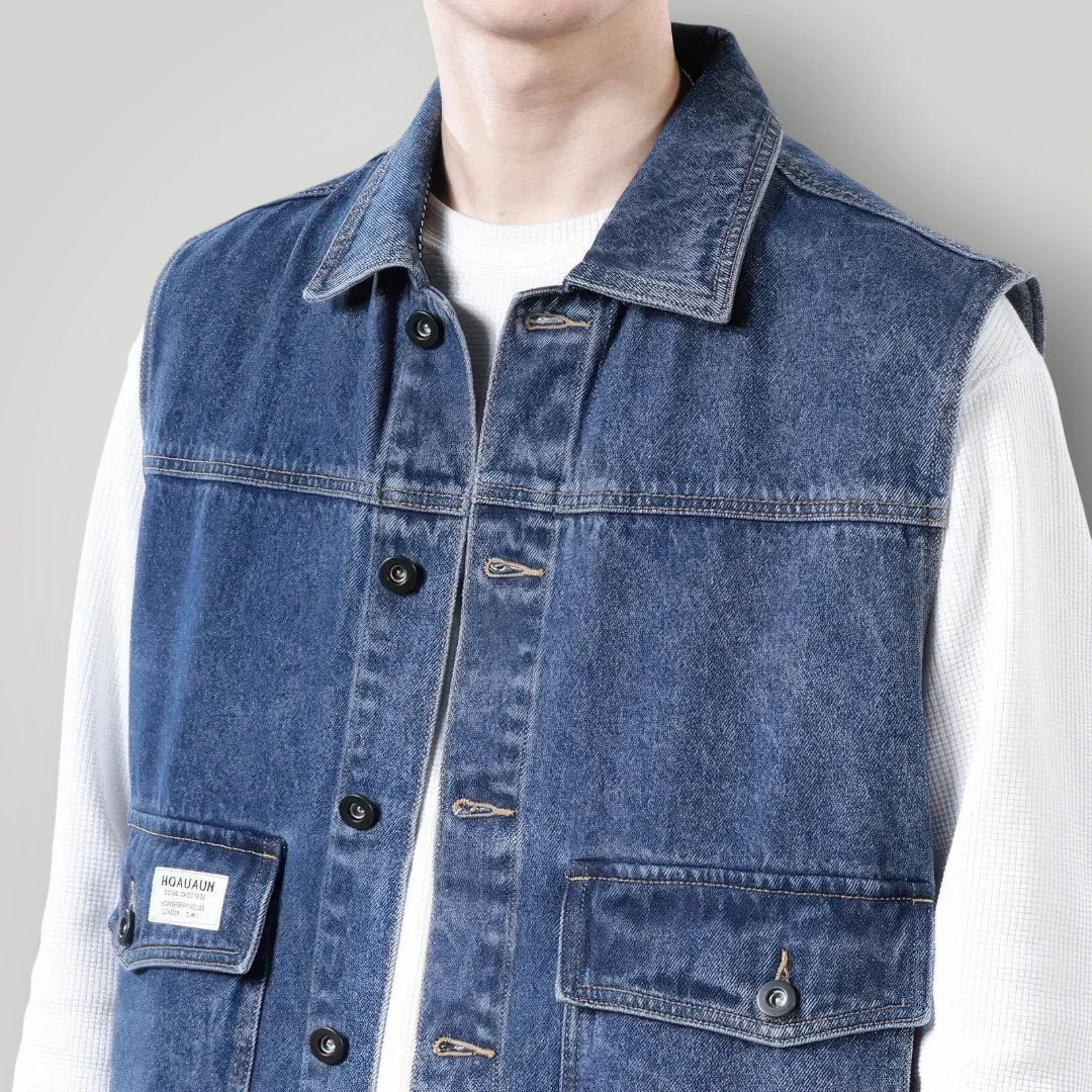Veste en jean sans manche homme grande taille