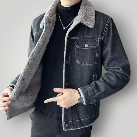 Veste jean fourrée homme