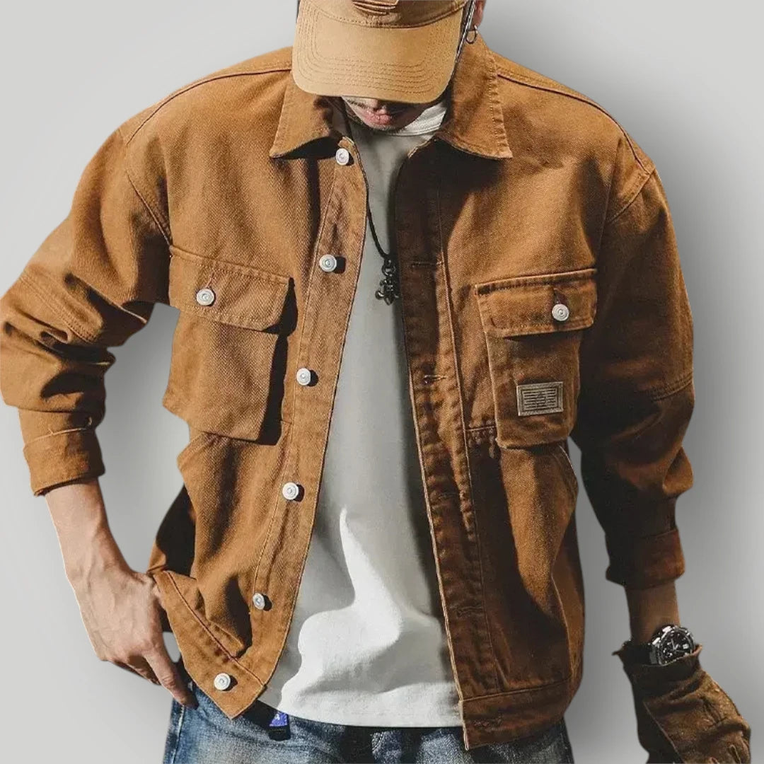 Veste en jean homme marron