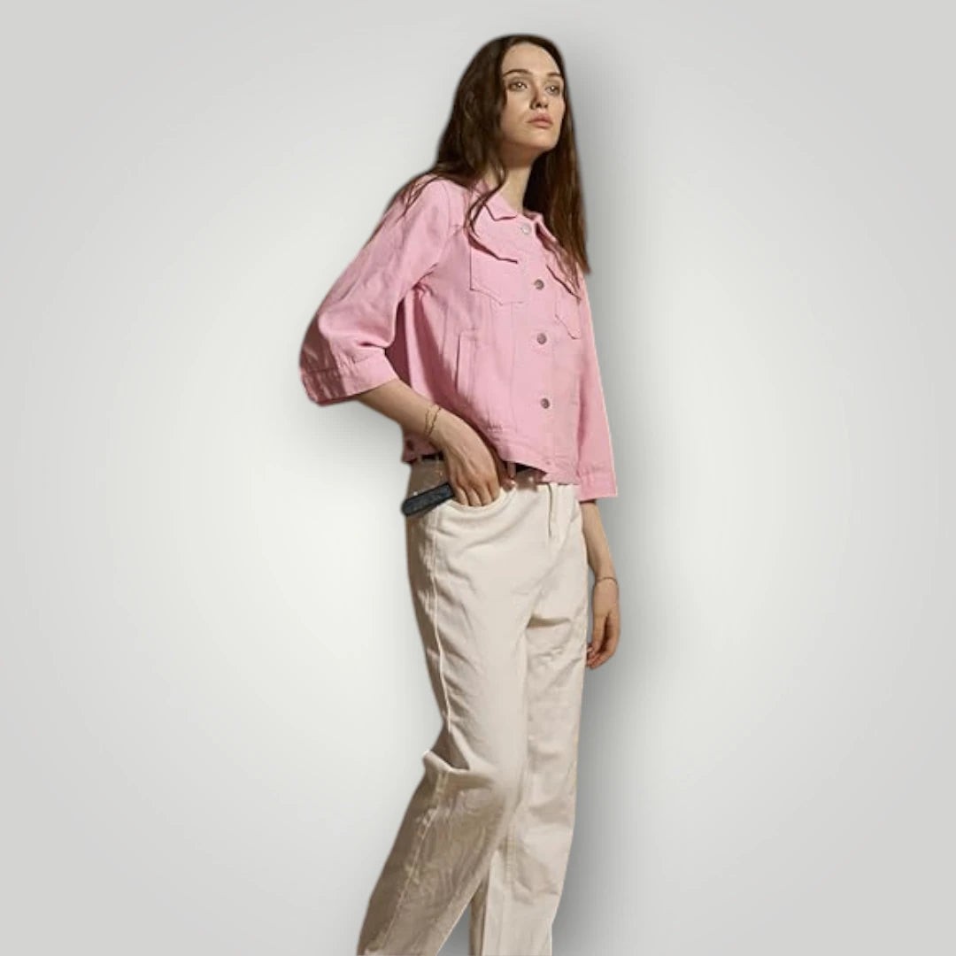 Veste denim rose