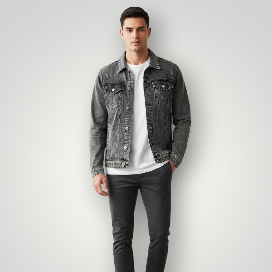 Veste en jean délavé homme