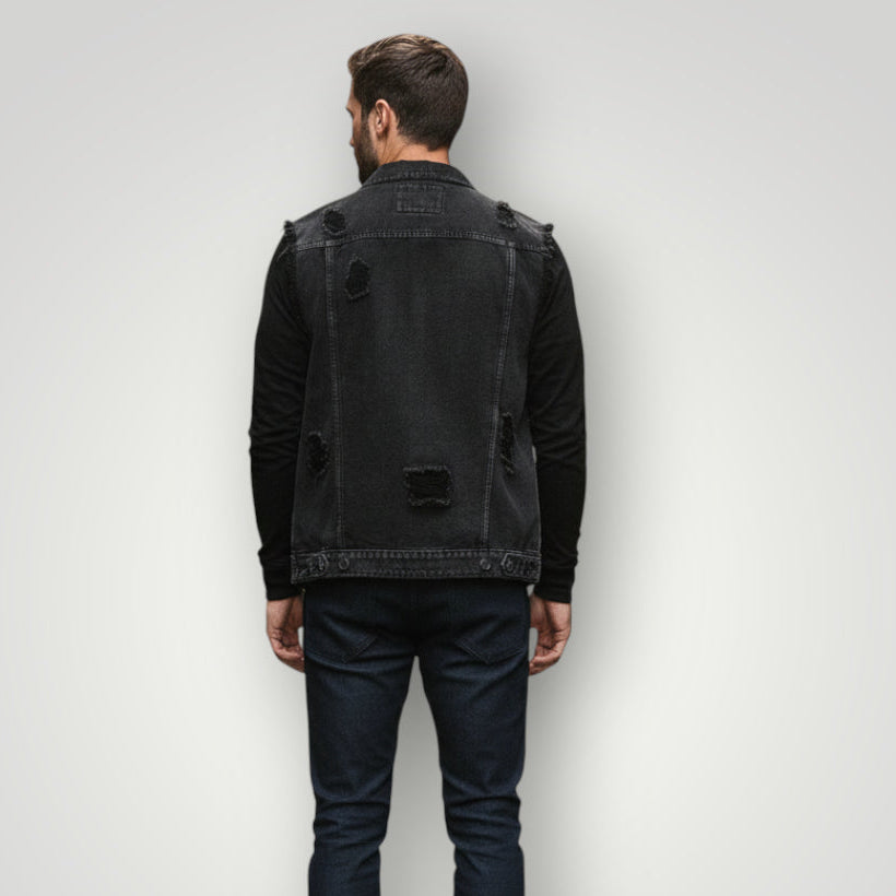 Veste en jean troué homme
