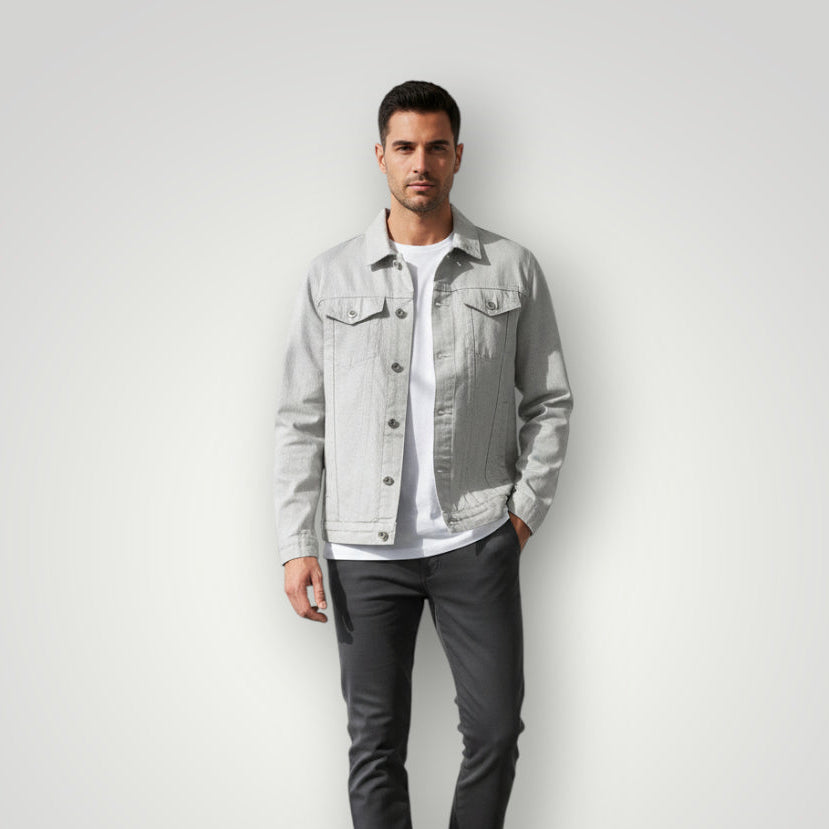 Veste en jean gris clair homme