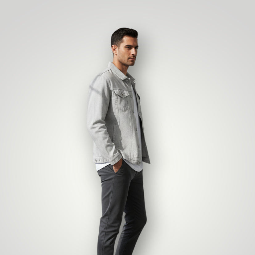 Veste en jean gris clair homme