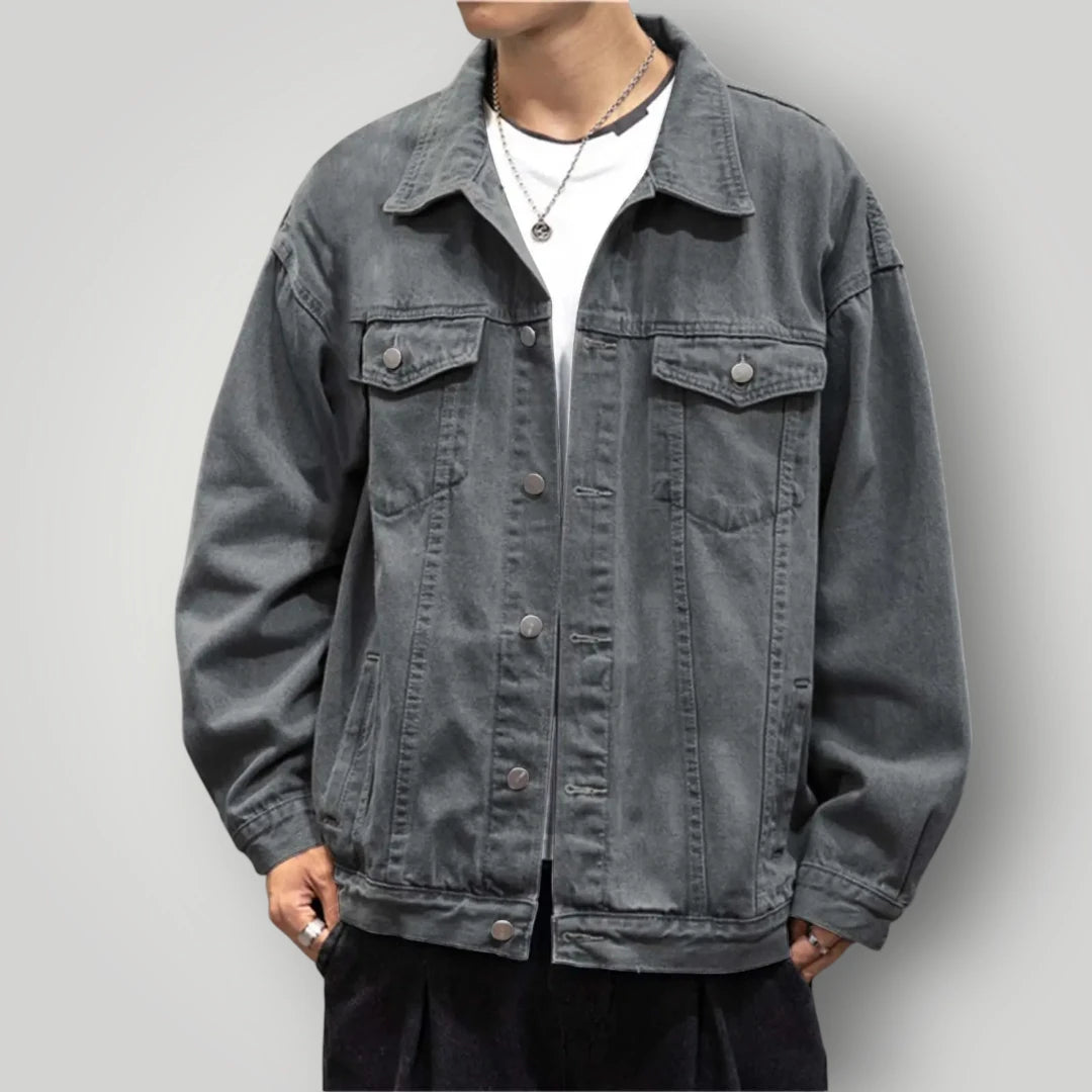 Veste en jean oversize grise homme