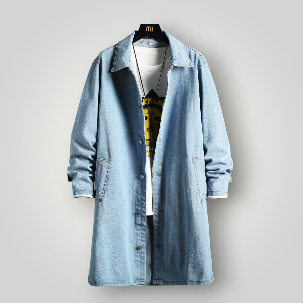 Veste en jean longue homme