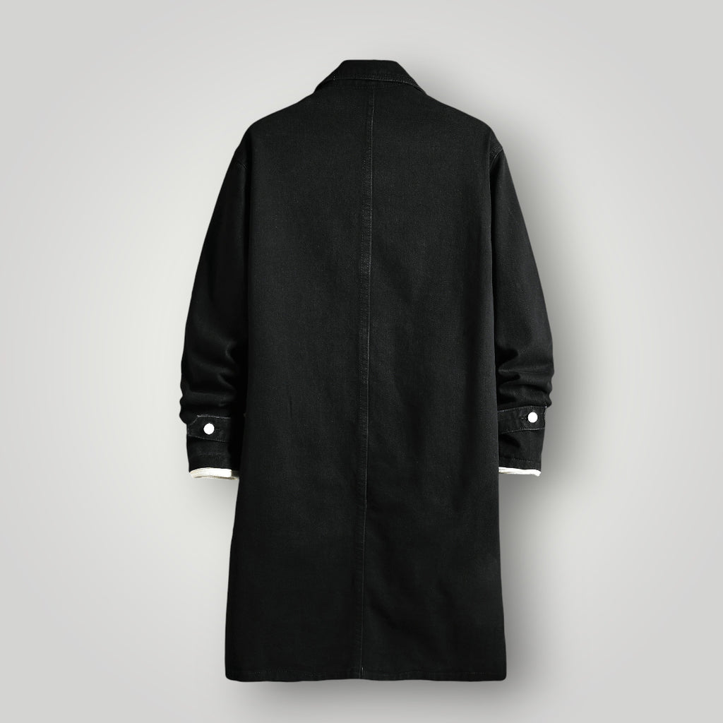 Veste en jean noir longue homme