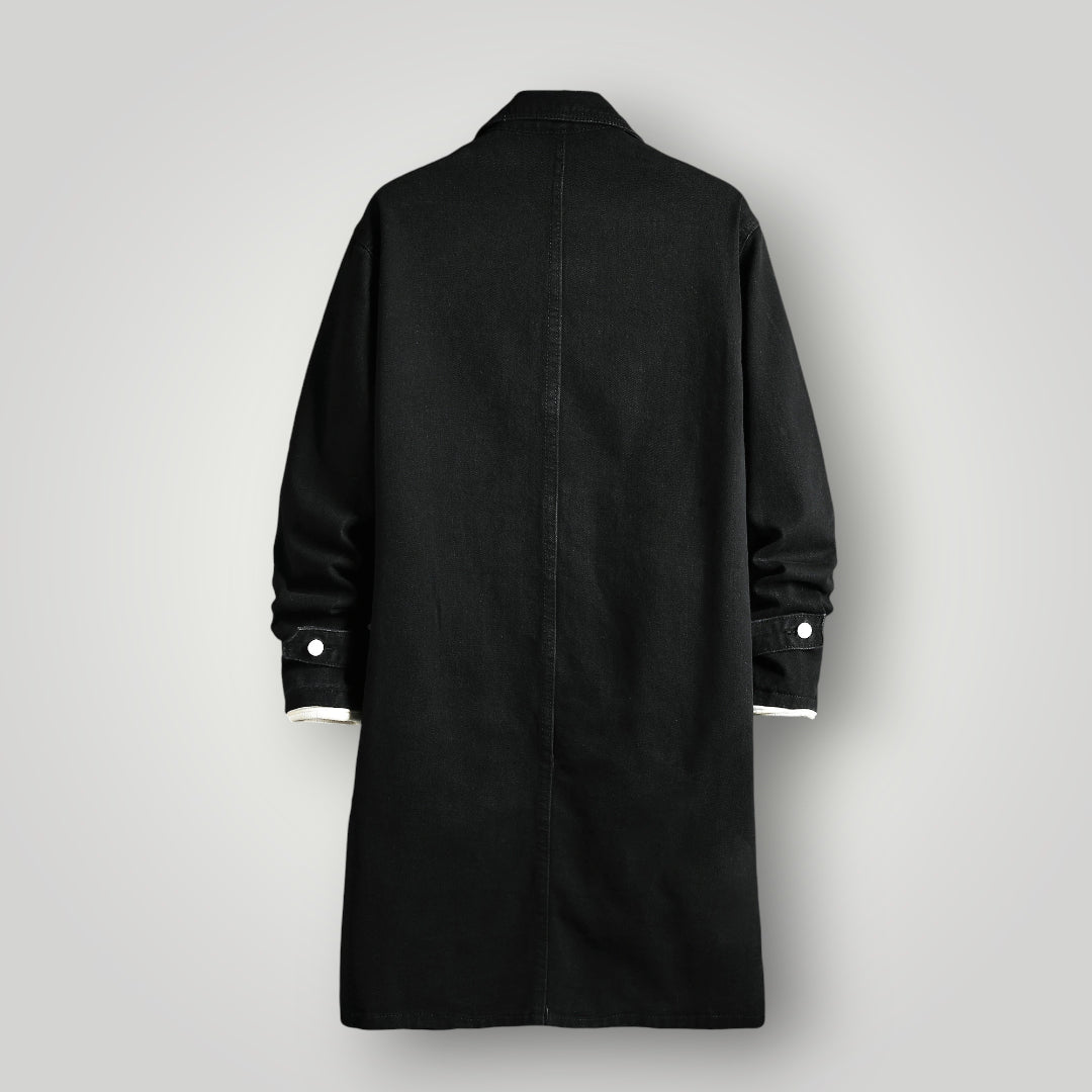 Veste en jean noir longue homme