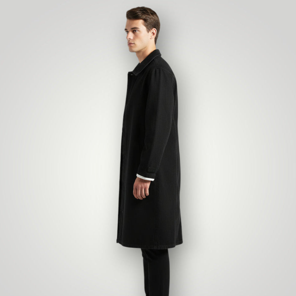 Veste en jean noir longue homme