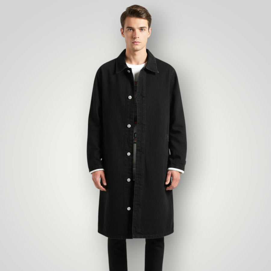 Veste en jean noir longue homme