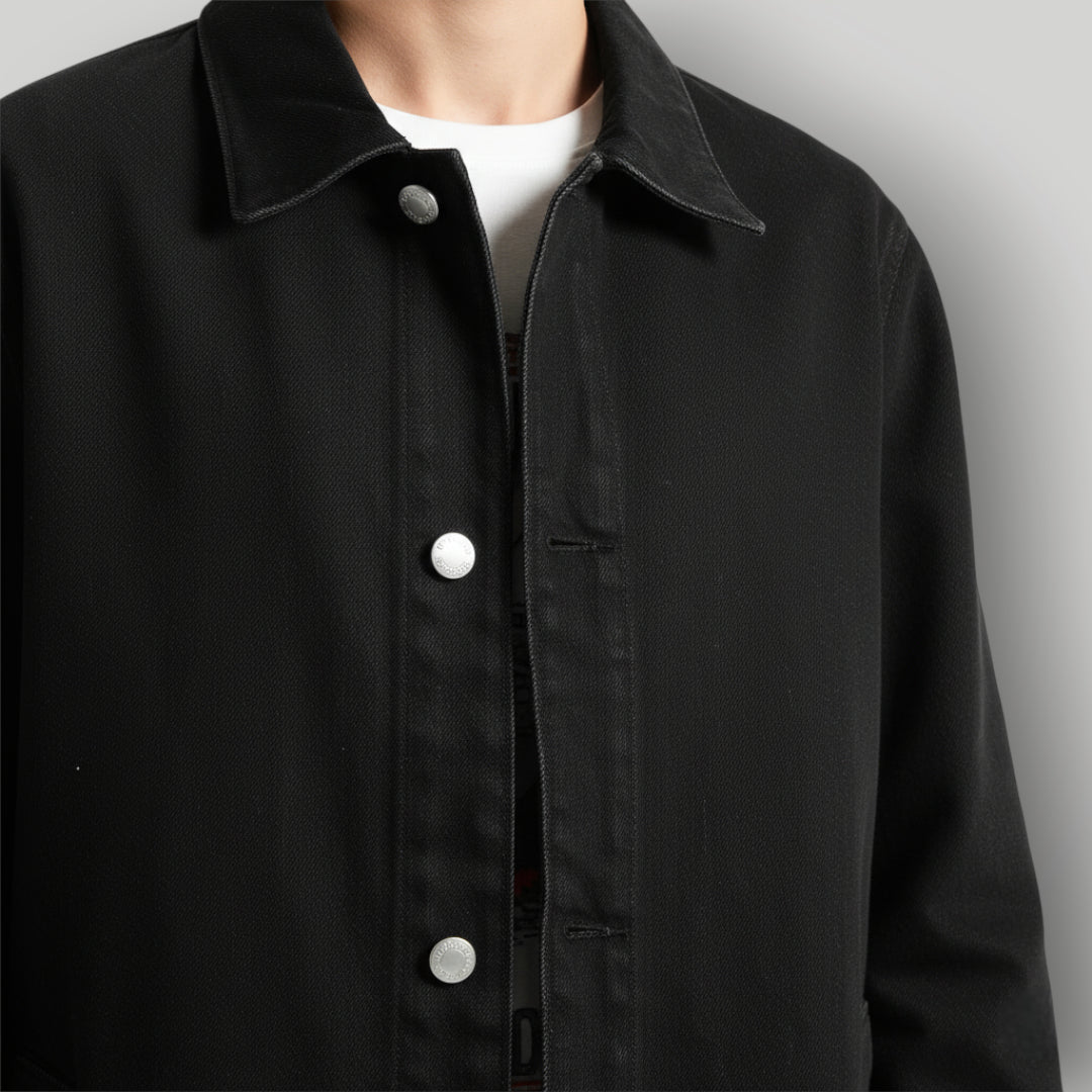 Veste en jean noir longue homme