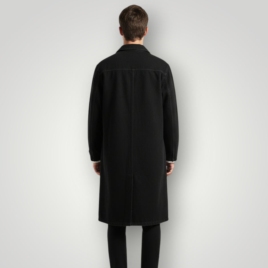 Veste en jean noir longue homme