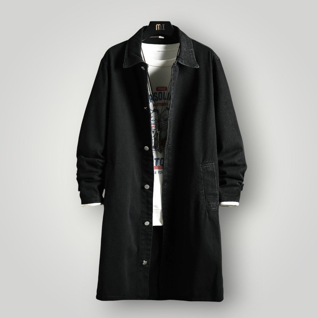 Veste en jean noir longue homme