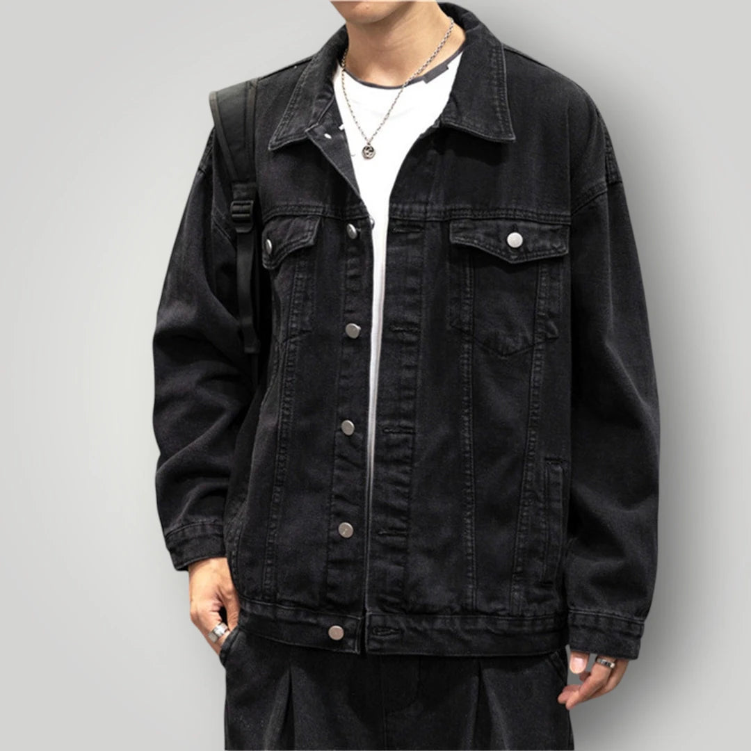 Veste en jean noir oversize homme
