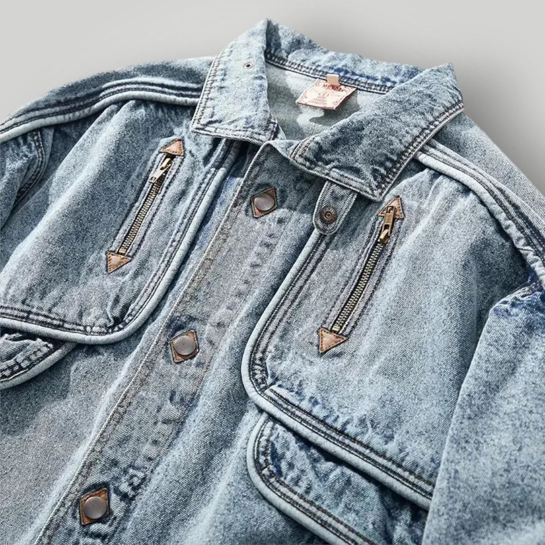 Veste en jean homme col montant