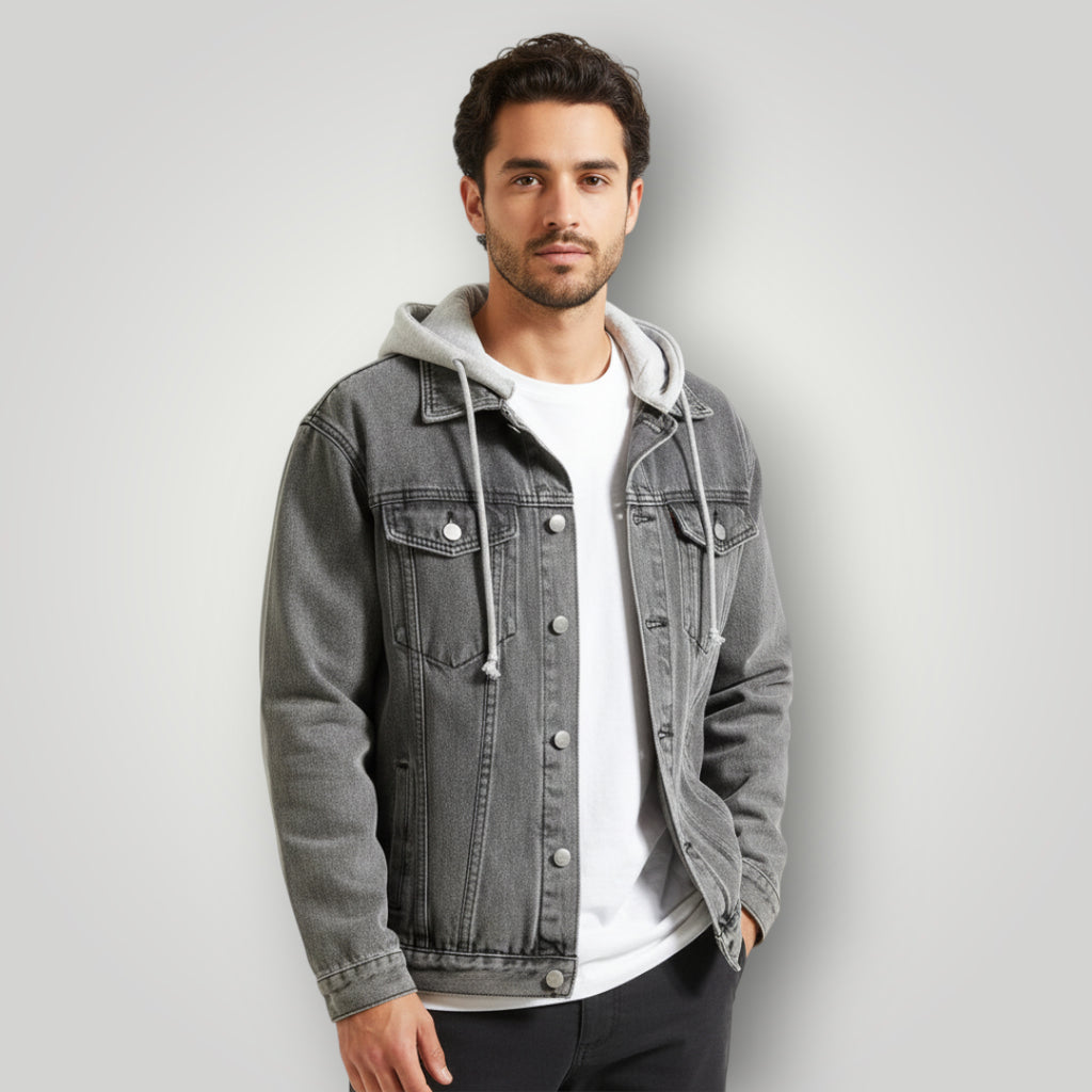 Blouson jean capuche homme