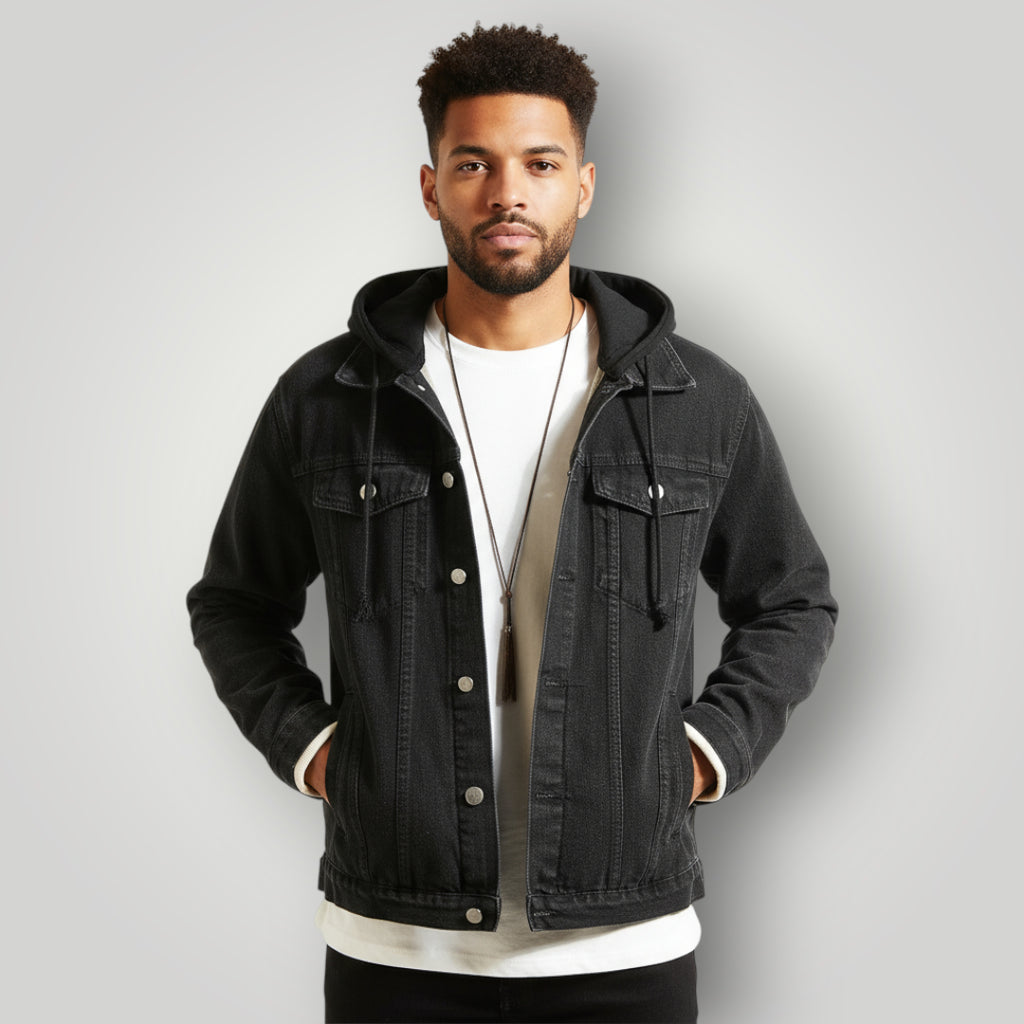Blouson jean noir homme