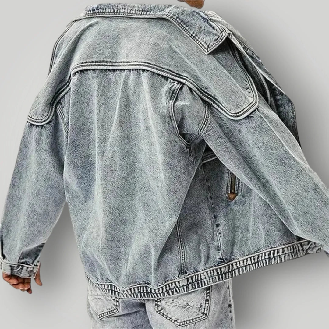 Veste en jean homme col montant