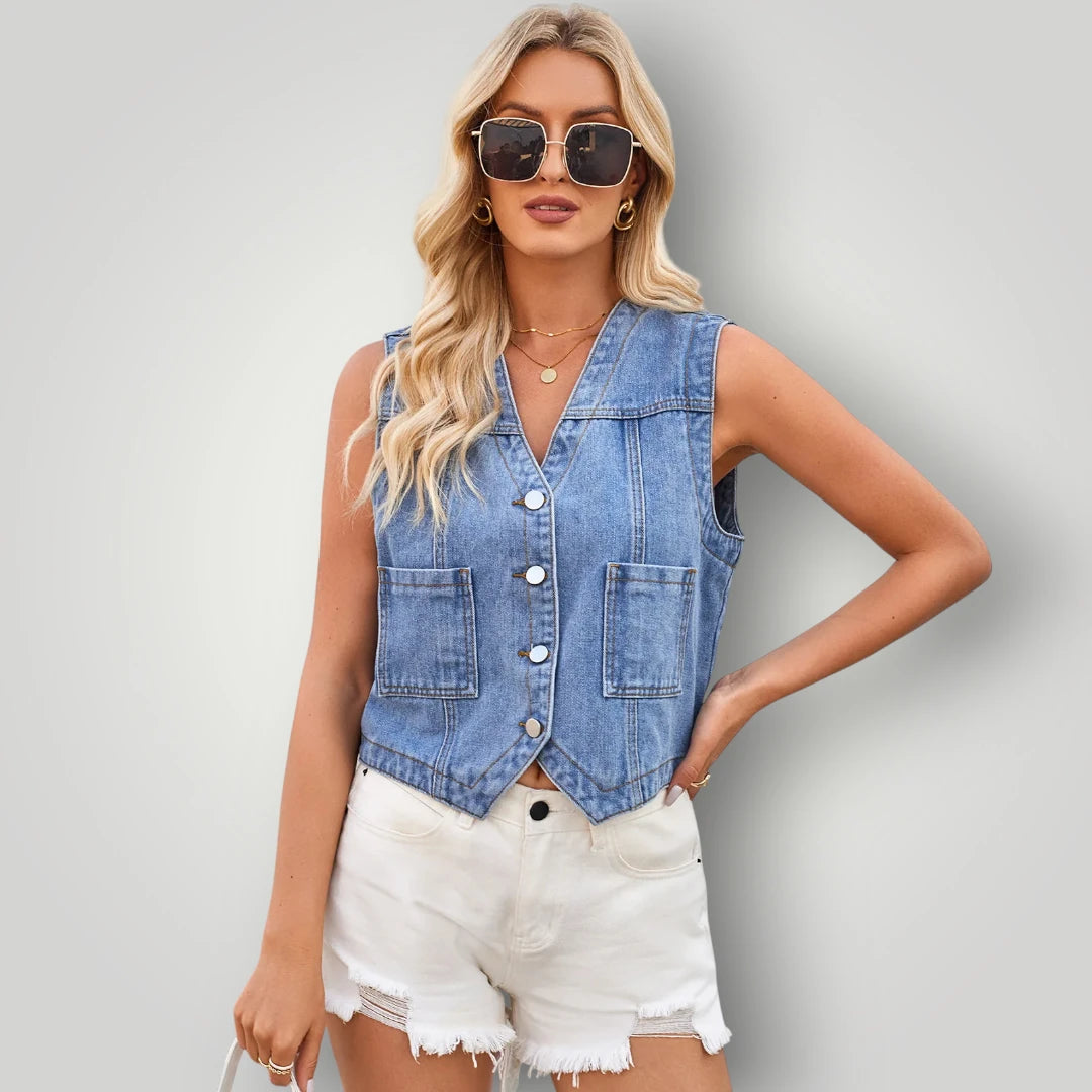 Gilet sans manche en jean femme