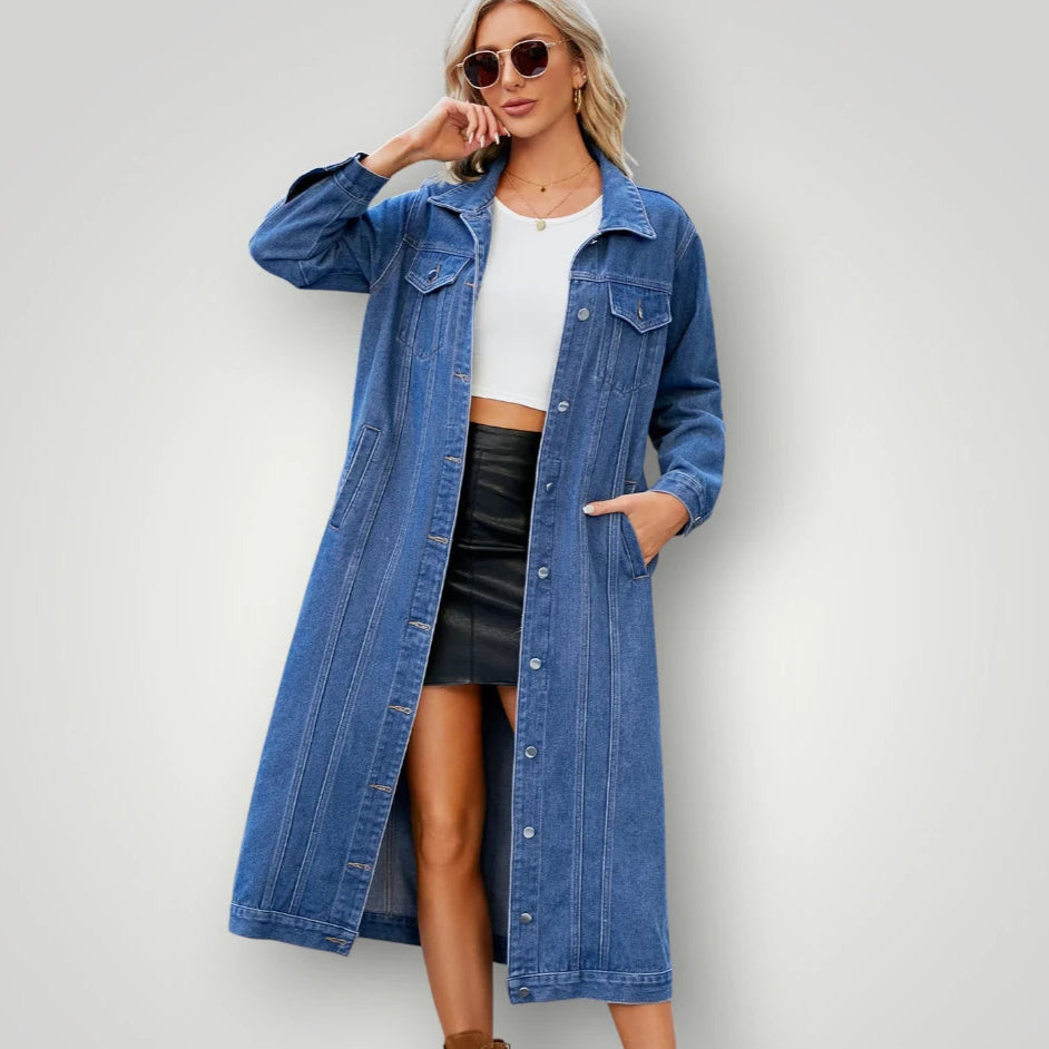 Manteau long en jean femme
