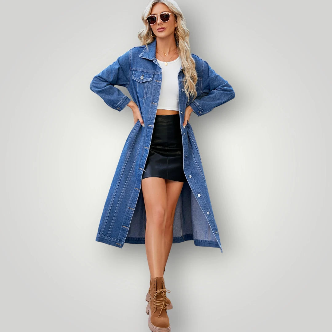 Manteau long en jean femme