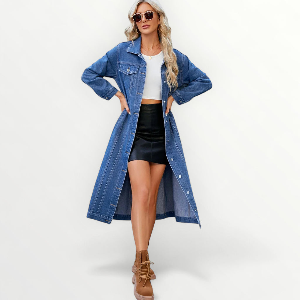 Manteau long en jean femme