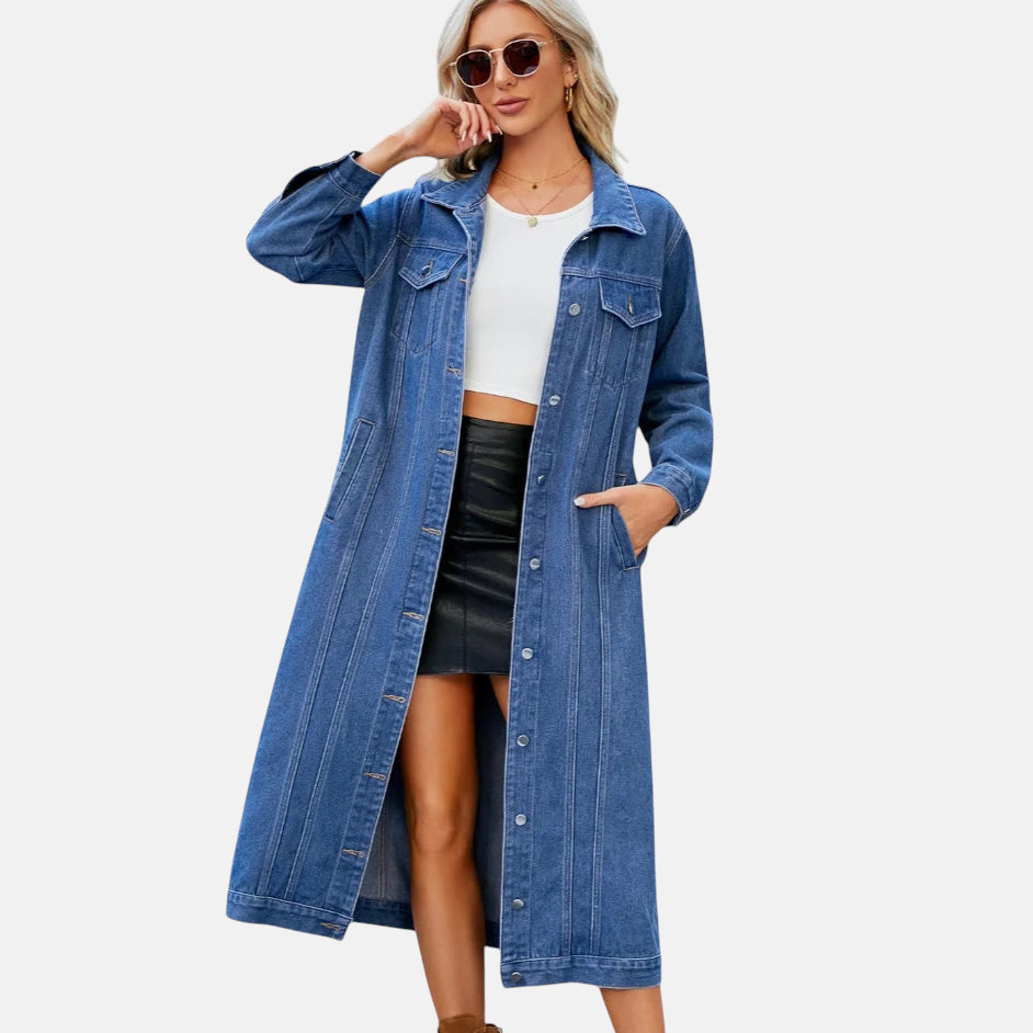 Manteau long en jean femme