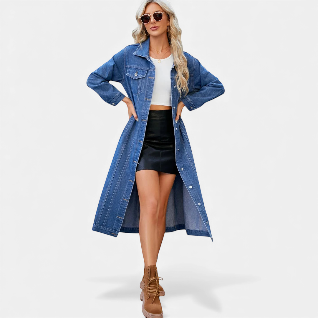 Manteau long en jean femme