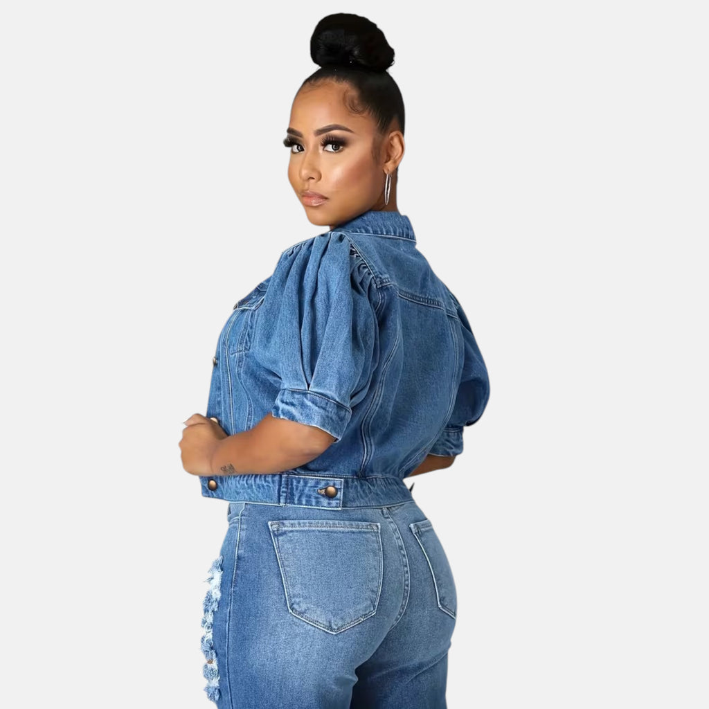 Veste en jean femme manche 3/4