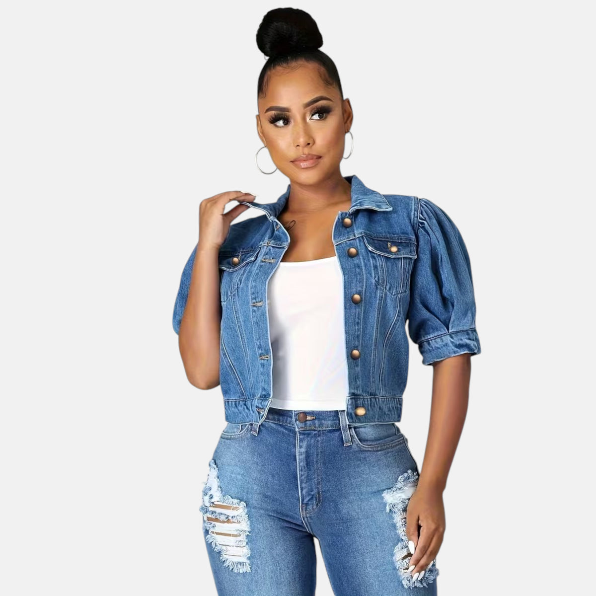 Veste en jean femme manche 3/4