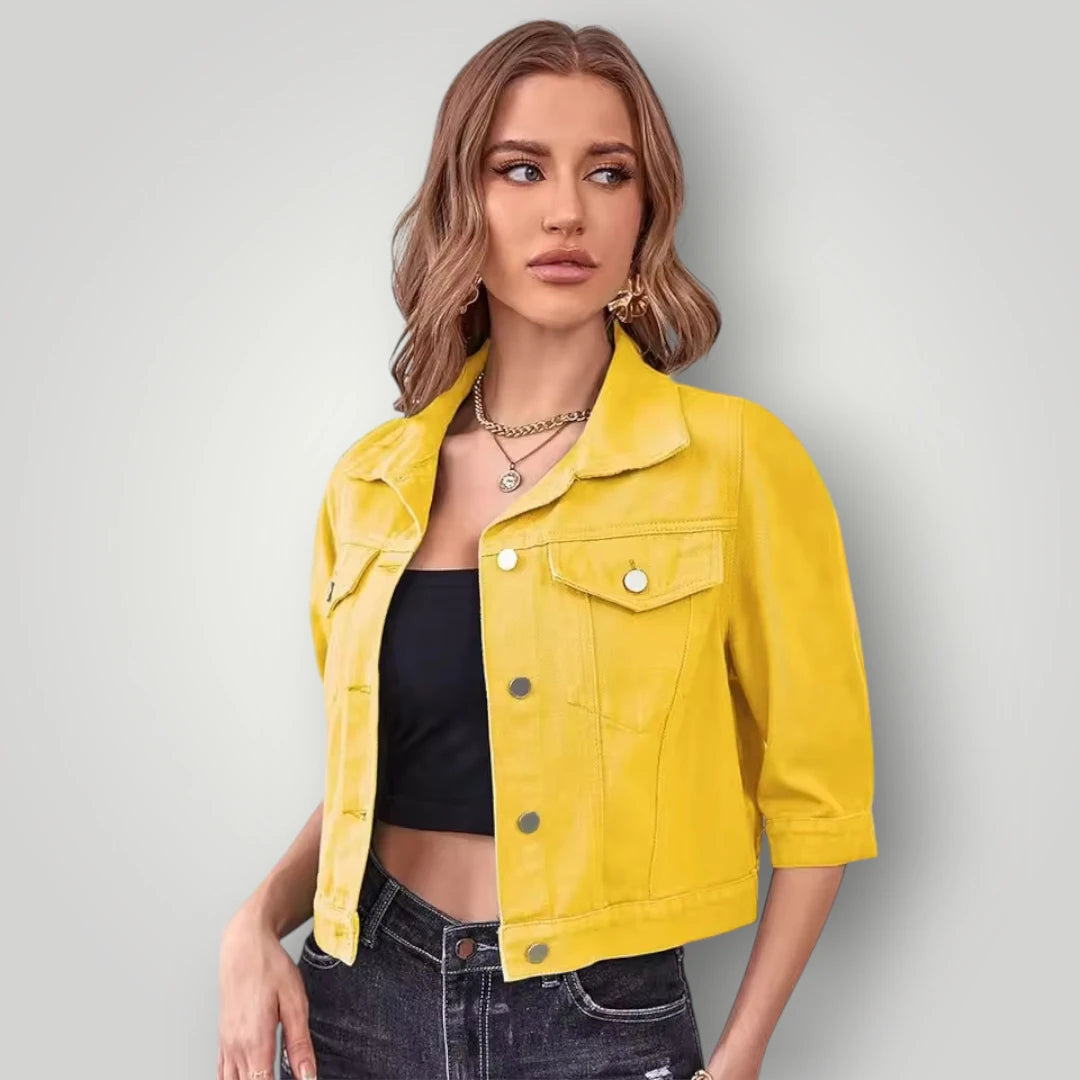 Veste denim jaune