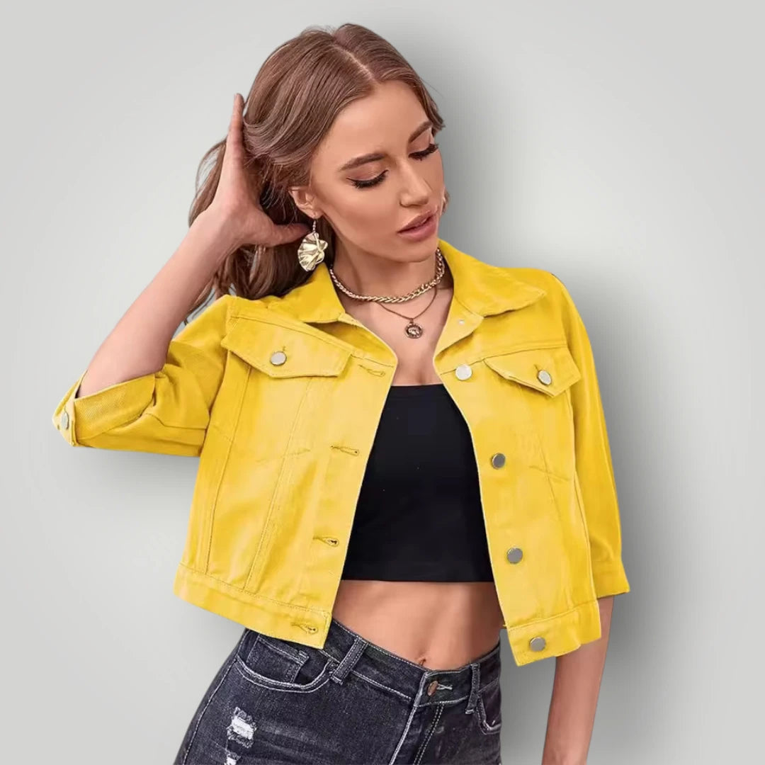 Veste denim jaune